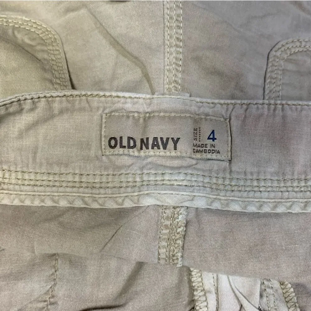 Khaki Tan Shorts Womens 4 Old Navy Cargo Tan Summer Shortie Preppy Beach Classic